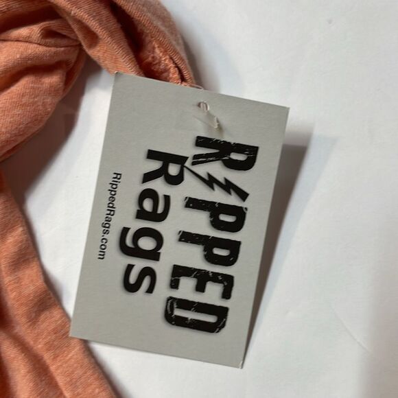 Ripped Rags Womens Coral Distressed Edgy Grunge Deconstructed Tshirt Sz M - Picture 9 of 9